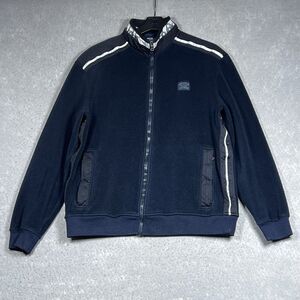 Vintage Paul Shark Yachting Fleece Bomber Jacket Men Size XL Black Full Zip